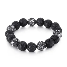 Trendy European and American Tiger Eye Stone Buddha Bead Bracelet for Men