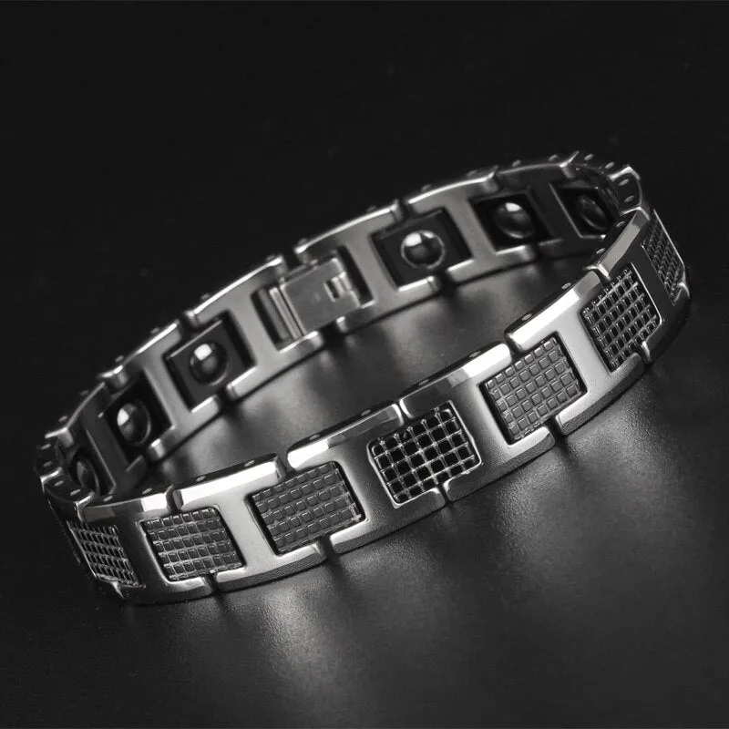 Tungsten Steel Black Germanium Magnetic Bracelet