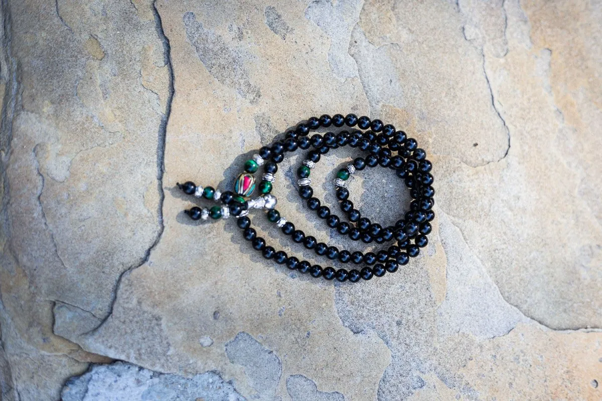 Turquoise & Obsidian Mala Bracelet/Necklace