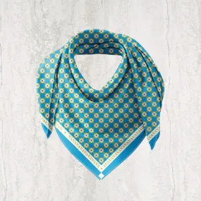 Turquoise Blue Geometric Digital Print Ultra Muslin Scarf