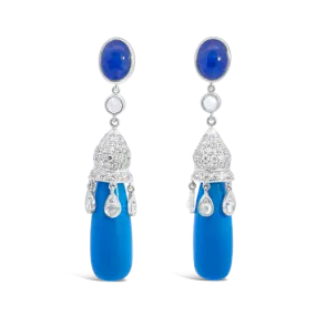 Turquoise, Diamond & Sapphire Estate Earrings