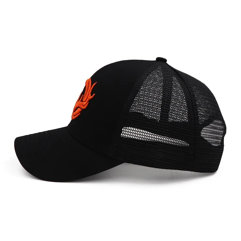 Type DEER Hat For Women Men Black Mesh Summer Baseball Cap Cool Mesh 3D Embroidery Snapback Dad Hats