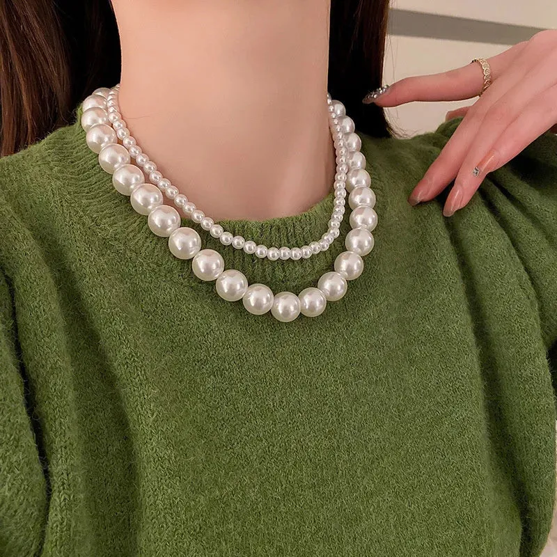 VAIGE Elegant Vintage Pearl Chain Choker Necklace - 6mm, 8mm, 10mm in Classic White and Soft Pastel Shades