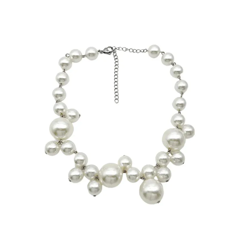 VAIGE Elegant Vintage Pearl Chain Choker Necklace - 6mm, 8mm, 10mm in Classic White and Soft Pastel Shades