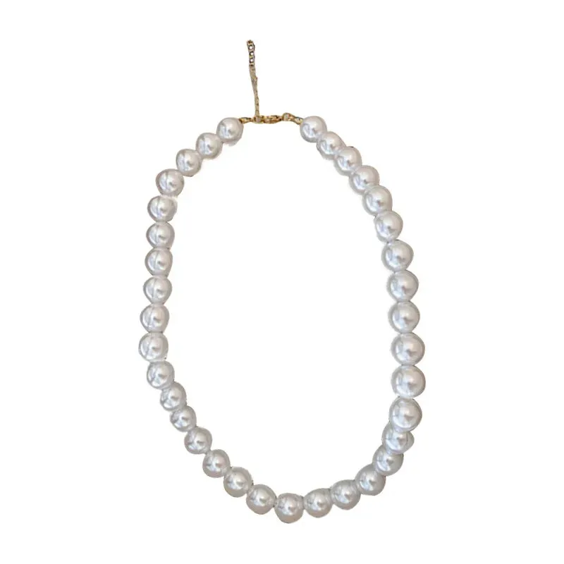 VAIGE Elegant Vintage Pearl Chain Choker Necklace - 6mm, 8mm, 10mm in Classic White and Soft Pastel Shades