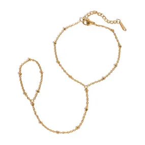 VAIGE Trendy 18K Gold Plated Stainless Steel Rice Bead Chain Bracelet - Fashion Jewelry Gift for All Occasions