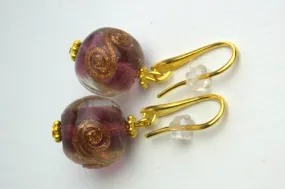 Venetian Murano glass earrings Genuine purple venetian glass jewelry Hypoallergenic Ear Wires Personalized best friend gifts Italian jewelry