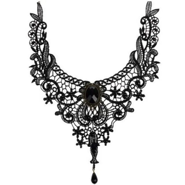 VenusFox White Black Lace Chokers Necklaces