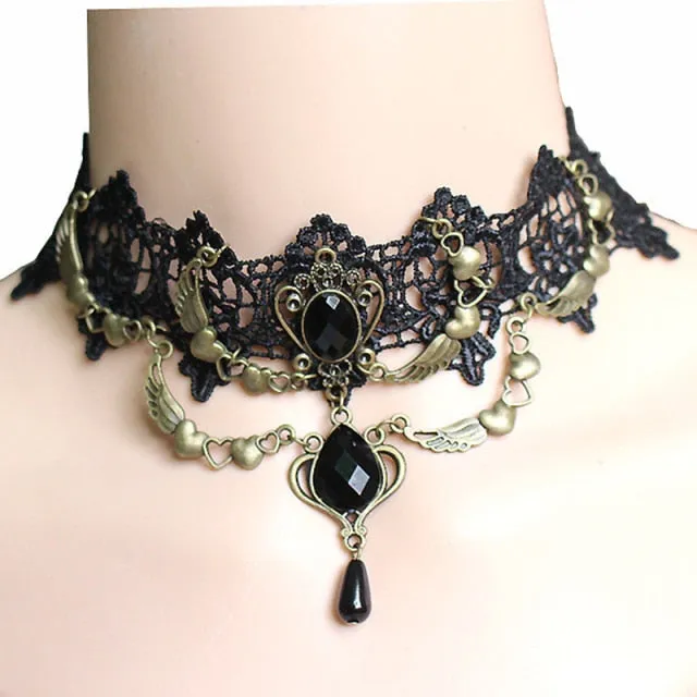 VenusFox White Black Lace Chokers Necklaces