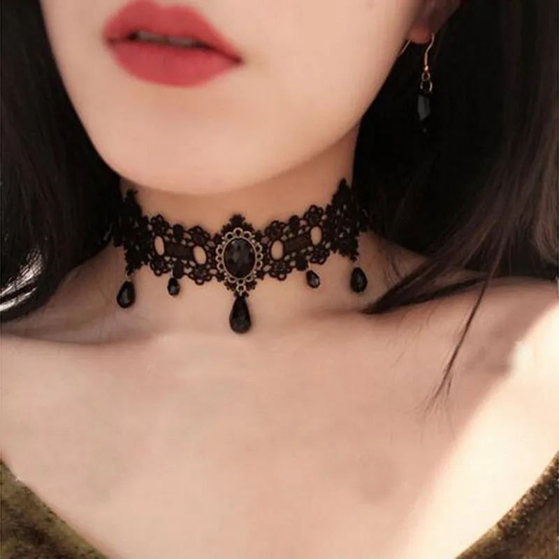 VenusFox White Black Lace Chokers Necklaces