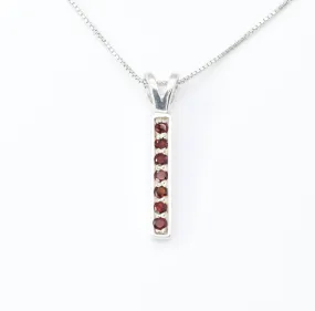 Vertical Garnet Pendant - Red Bar Necklace - January Birthstone Necklace