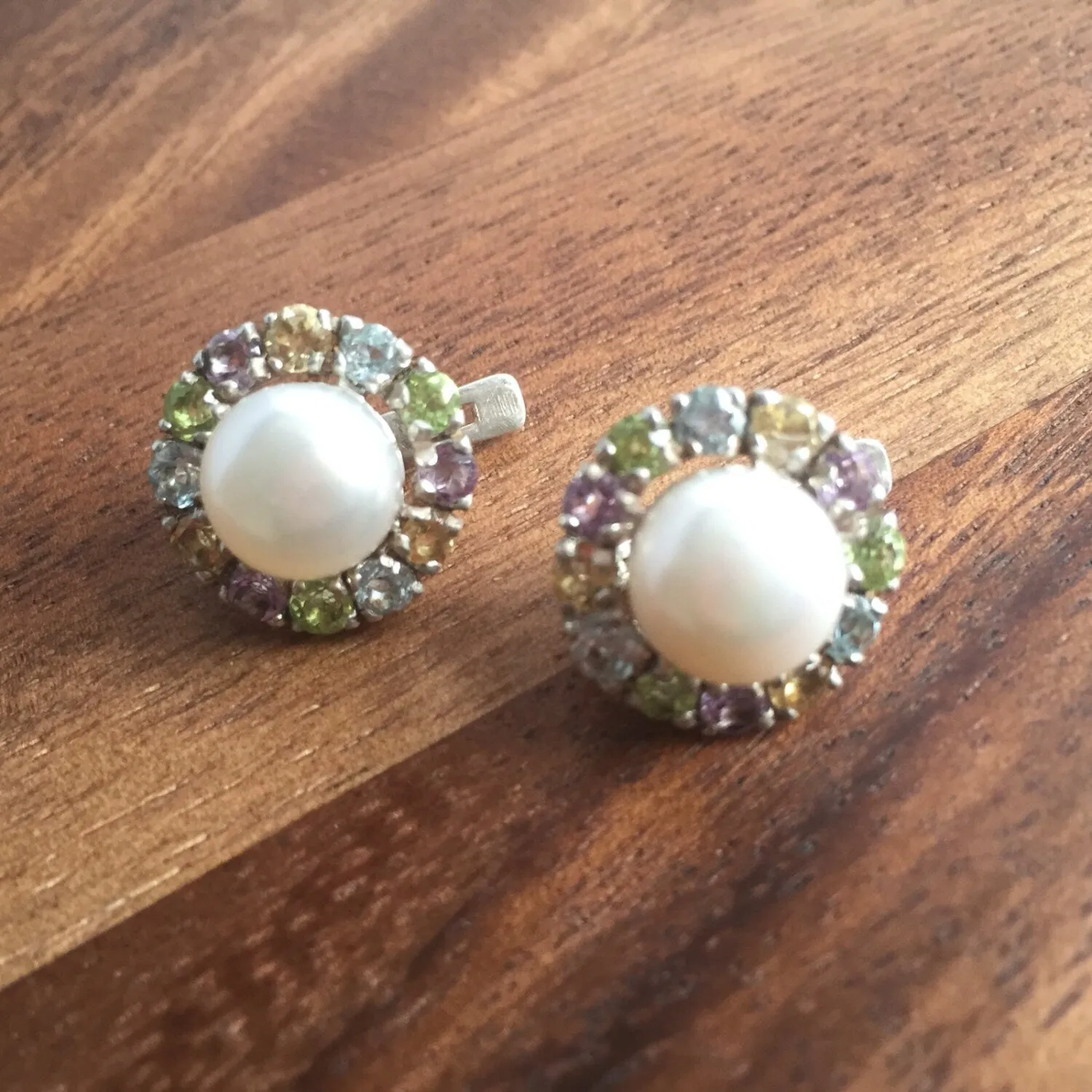 Victorian Pearl Earrings - Genuine Pearl Earrings - Multistone Studs Earrings