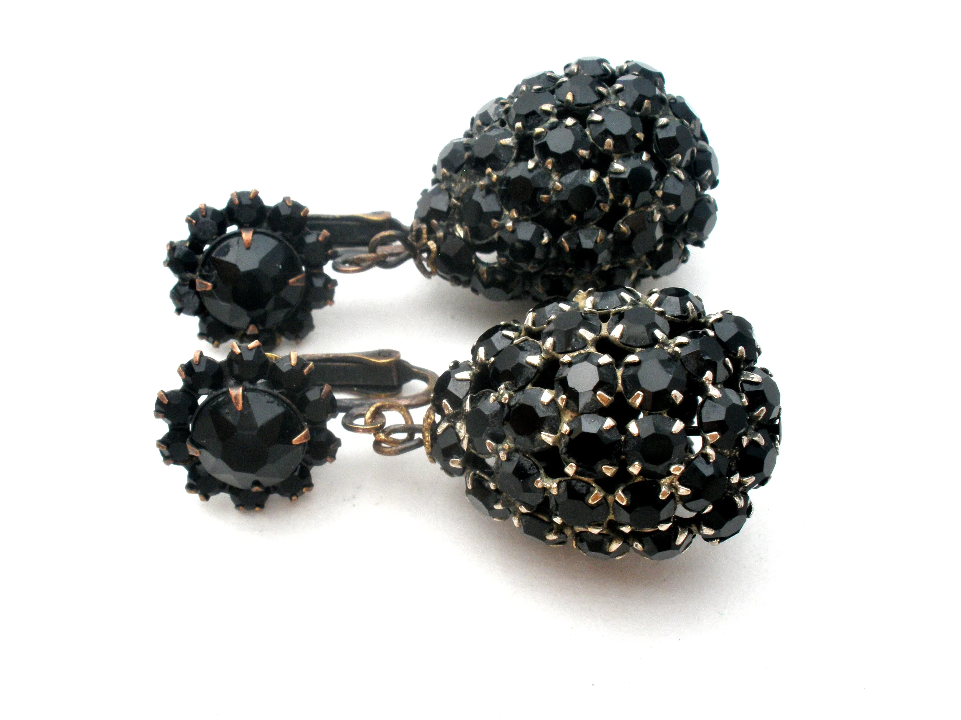 Vintage Black Rhinestone Dangle Earrings