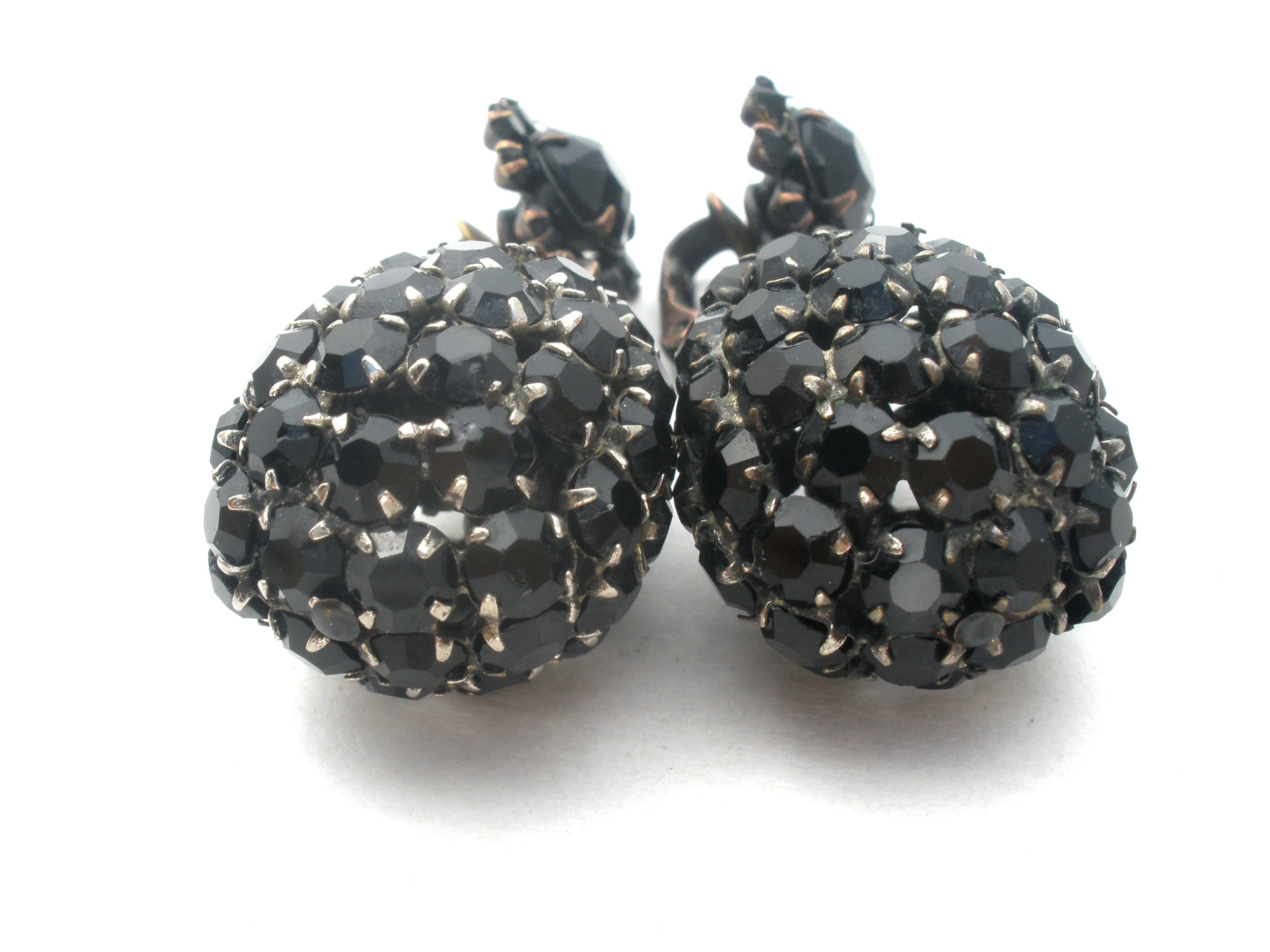 Vintage Black Rhinestone Dangle Earrings