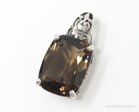 Vintage Designer CNA Large Smoky Topaz Sterling Silver Pendant