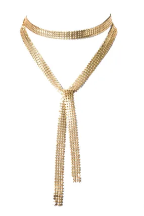 Vintage Gold Mesh Scarf Tie Style Long Necklace