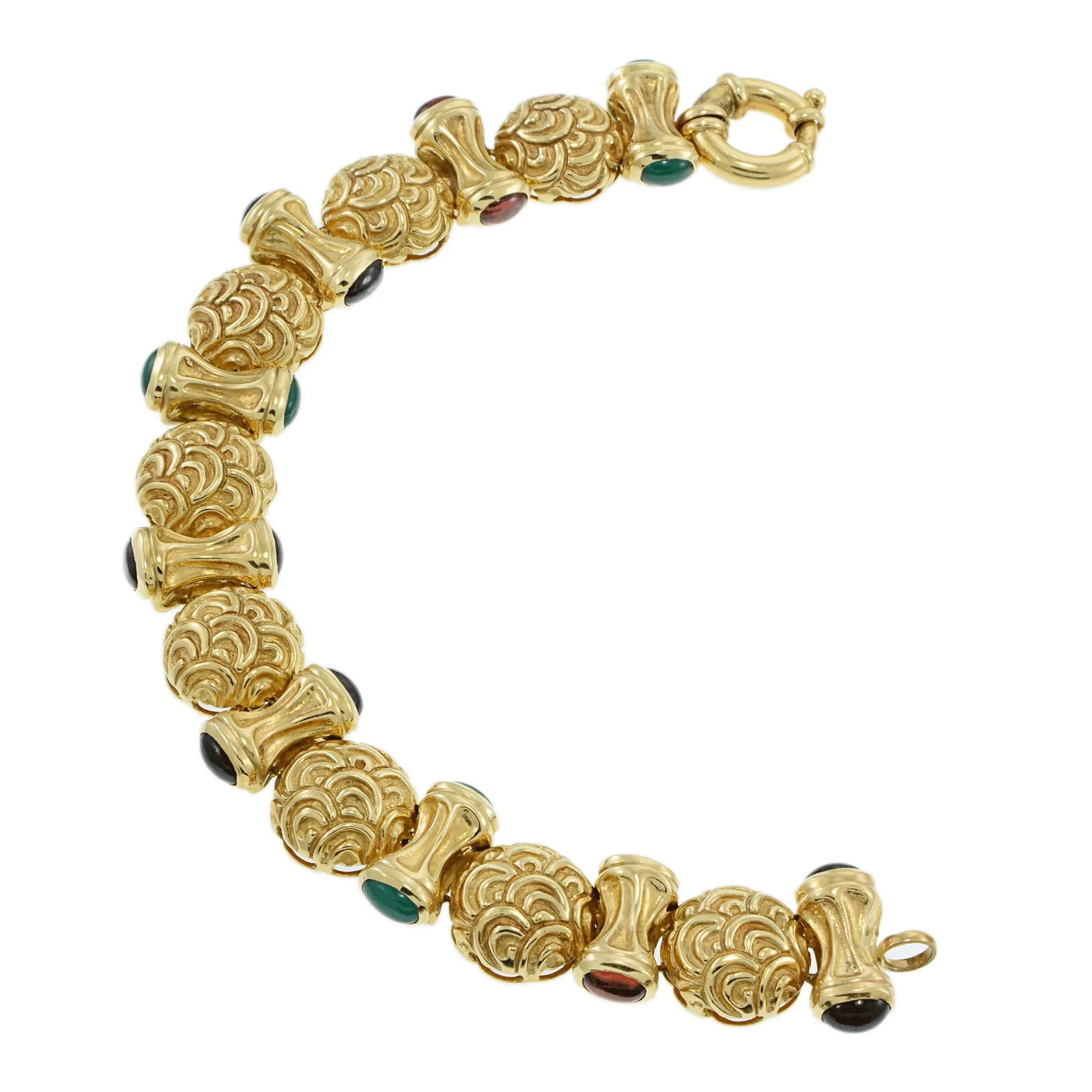 Vintage Retro 14KT Yellow Gold Multi Gem Bracelet