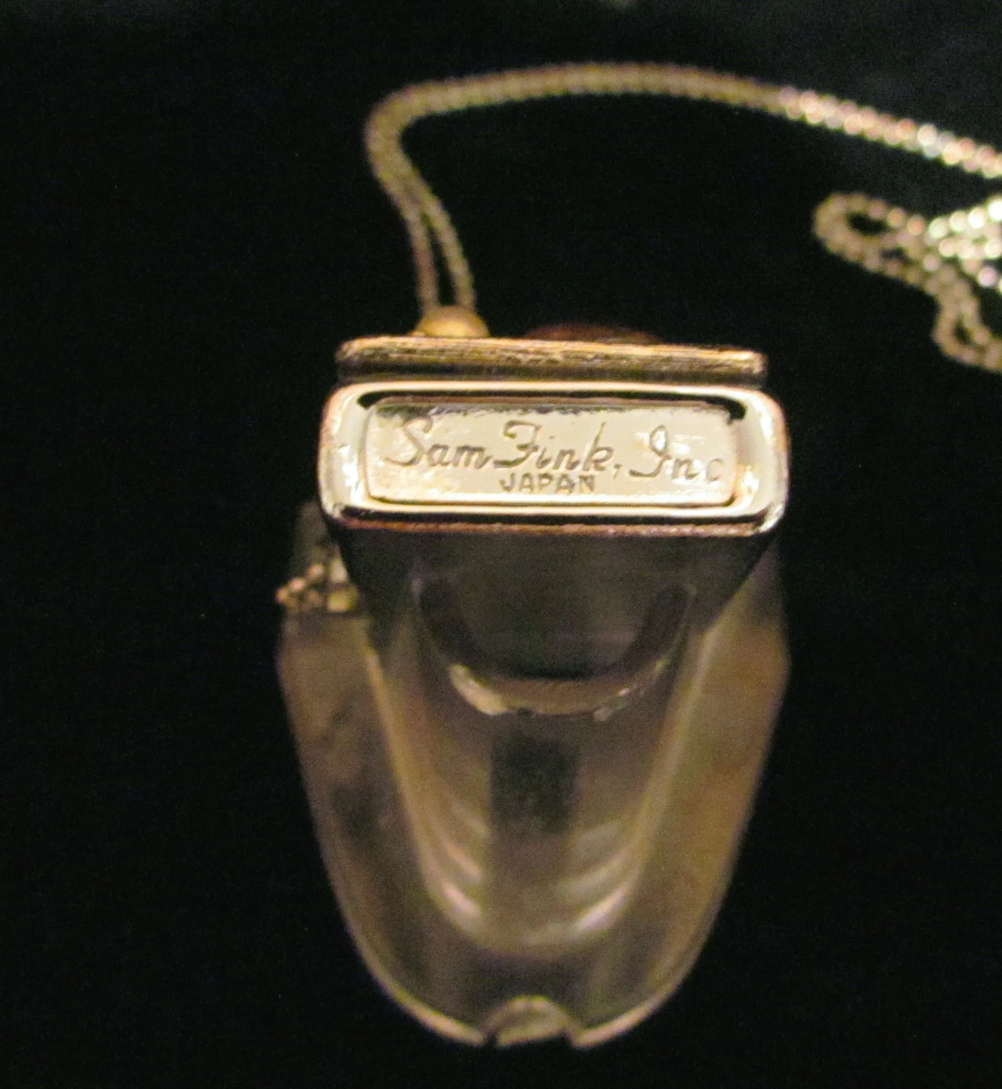 Vintage Rhinestone Lighter Necklace Sam Fink Inc. Sterling Chain Pendant Lighter Working Windproof