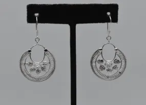 Vintage Sterling Silver Floral Dangle Earrings