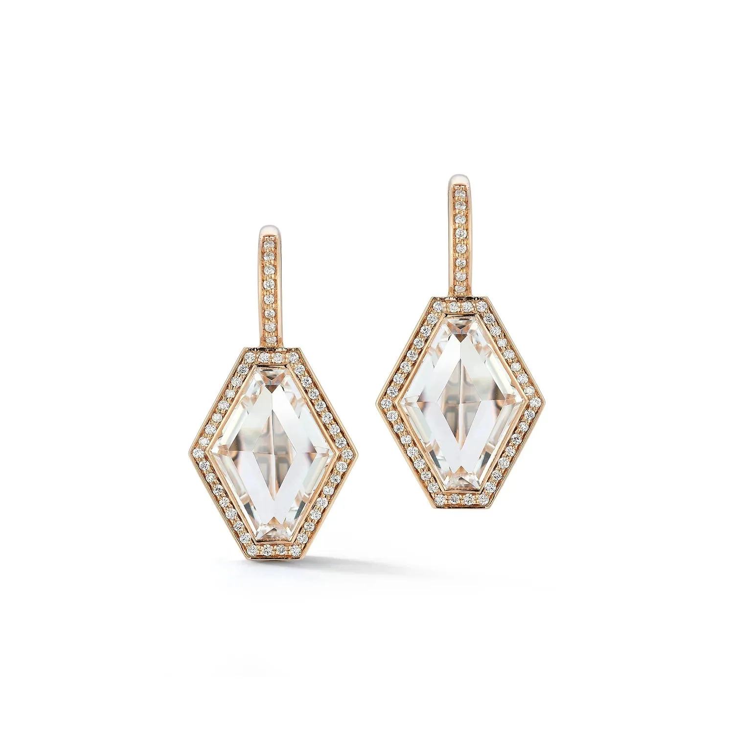 Walters Faith 'Bell' Rock Crystal Hexagon and Diamond Earrings