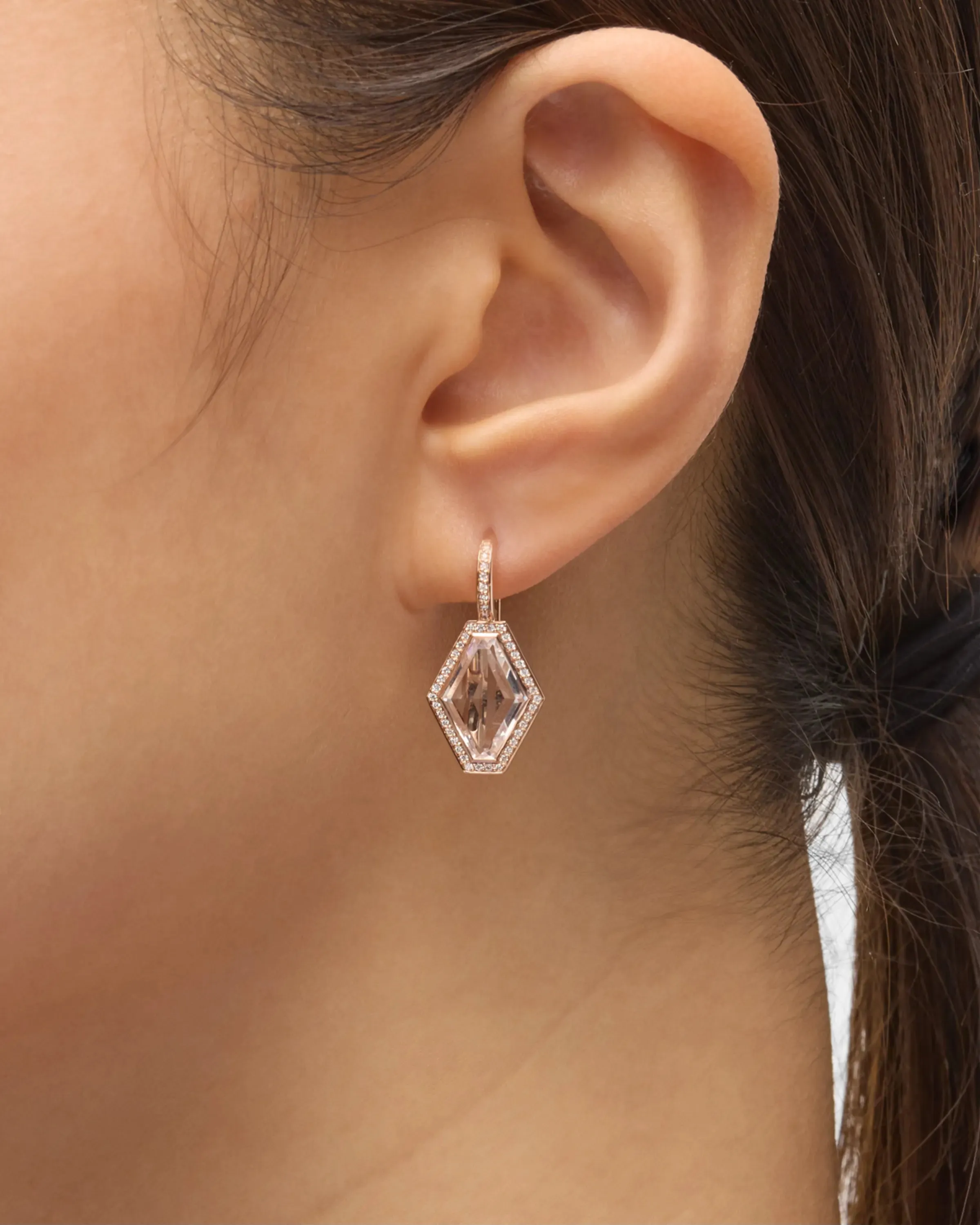 Walters Faith 'Bell' Rock Crystal Hexagon and Diamond Earrings