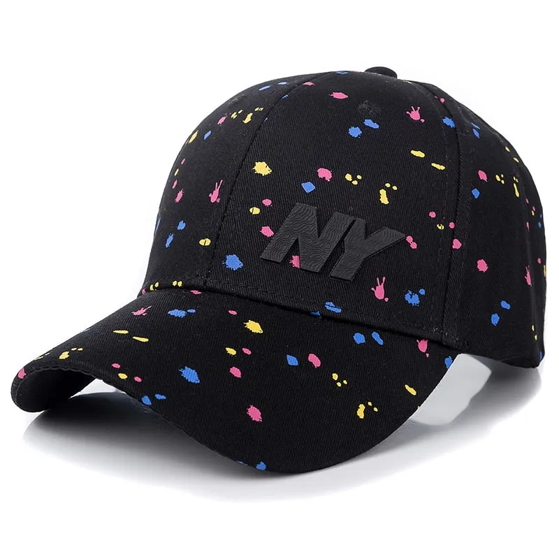 Women Cap Fashion NY Letter Patch Baseball Cap Female Polka Dot Printing Casual Adjustable Outdoor High Quality Hat Cap