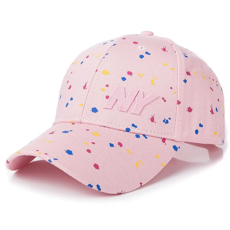 Women Cap Fashion NY Letter Patch Baseball Cap Female Polka Dot Printing Casual Adjustable Outdoor High Quality Hat Cap