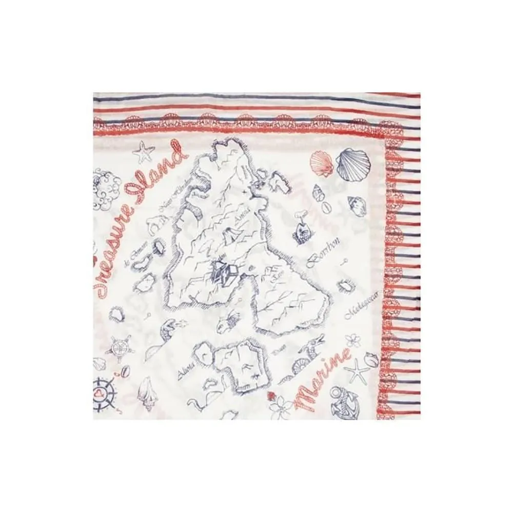 Womens Lightweight Nautical Scarf Treasure Map Design